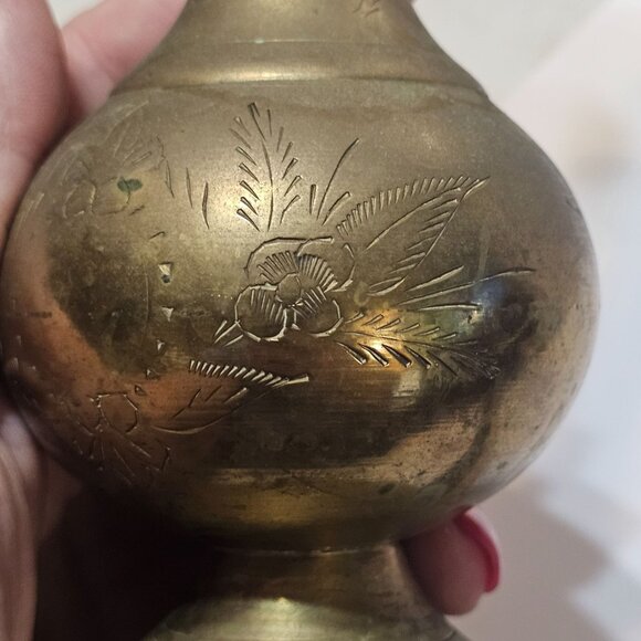 Vtg Indian Brass Rose Water Holy Water Sprinkling Bottle (Gulab Pash) Religious - Picture 9 of 17